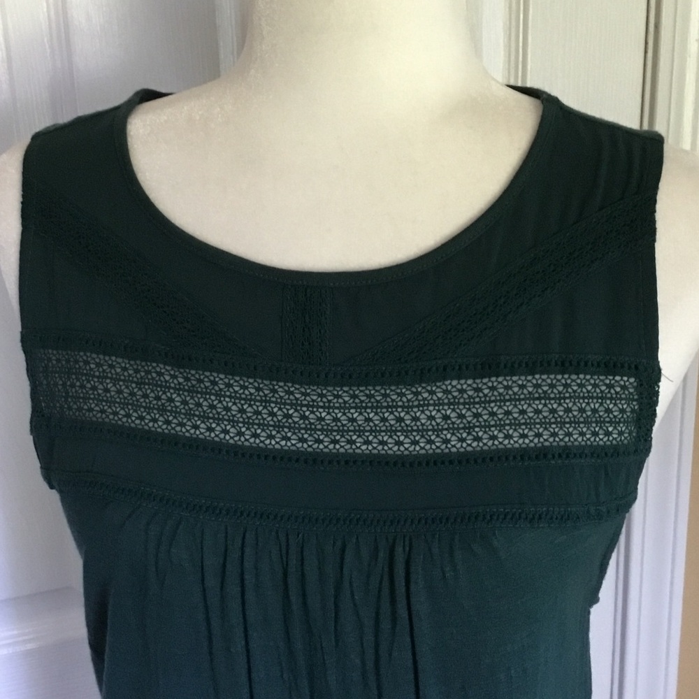 Merona Dark Green Cottage Lace trim Fairycore Sleeveless Tank Size XL - Picture 4 of 8
